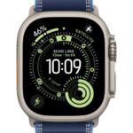 Curea pentru Apple Watch 49mm Blue/Bright Blue Trail Loop - S/M - Natural TitaniumFinish
