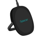 Incarcator wireless Spacer, Quick Charge 15W Qi, conector Type-C, rol de stand prin prindere magnetica, negru - Incarcatoare telefoane - imaginea 2