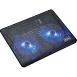 Cooling pad Serioux, SRXNCP007, Dimensiuni: 340*250*23mm, Compatibilitate maxima laptop: 15.6 inch, Dimensiune ventilator: 2 x 125 *125*15mm, Nivel zgomot: 10dB, Flux aer: 20CFM, Tensiune alimentare: DC 5V, Viteza rotatie maxima: 1500RPM, Iluminare LED: Albastru, Greutate neta: 0.455Kg - imagine 2