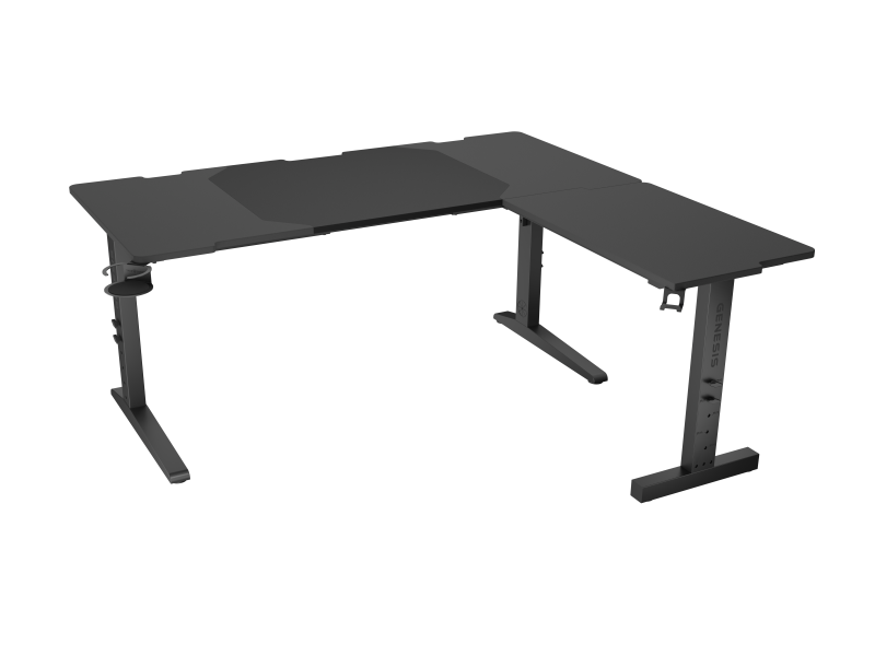 Birou gaming Genesis Holm Modular 160, material metal MDF, reglabil pe inaltime 70 – 90 cm, iluminare RGB, management cabluri, negru - Birouri gaming