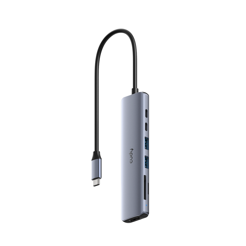Hub USB CUDY UH407, USB-C, 4 porturi, HDMI, Argintiu
