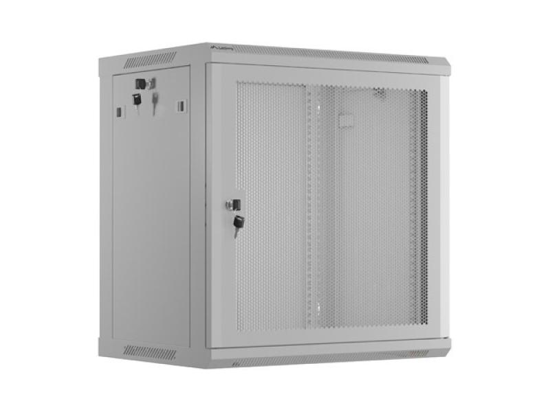 Dulap rack 19″ perete 12U / 600×450 cu ușă perforată, gri (flat pack) - Cabinete metalice