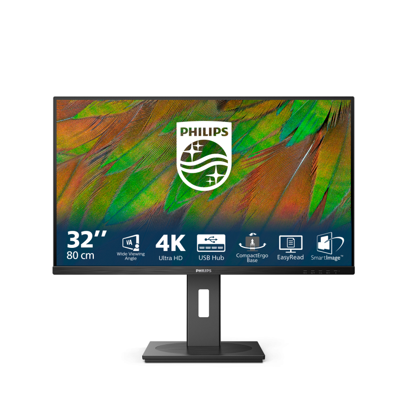 Monitor Consumer Philips 32B1N3800/00, 31.5″, 3840 x 2160 pixeli, Black, 3 ani Garantie - Desktop PC & Monitoare