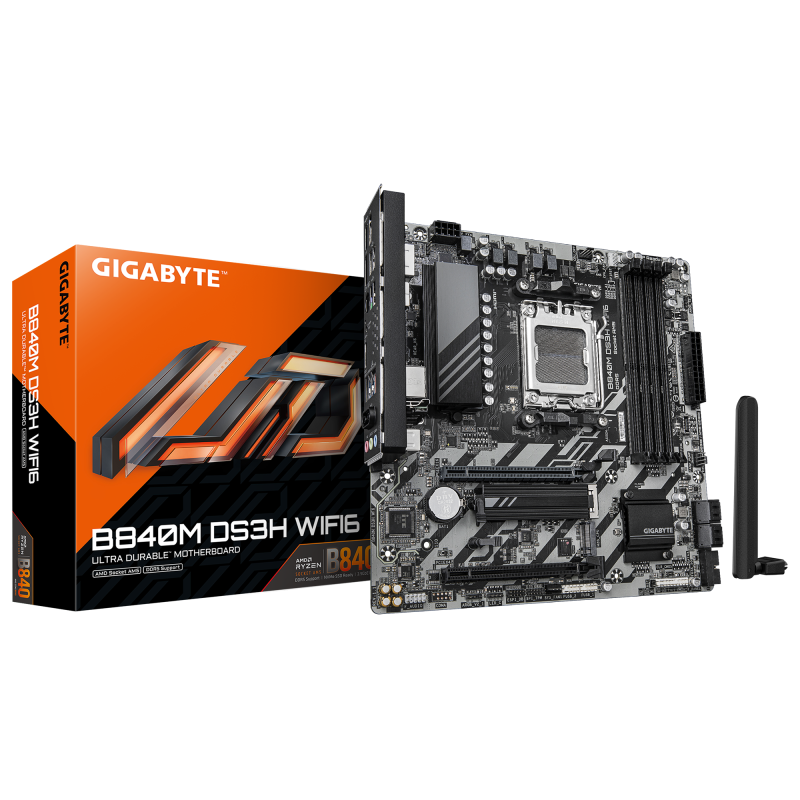 Placa de baza Gigabyte B840M DS3H WIFI6, Socket AM5, DDR5, Micro-ATX