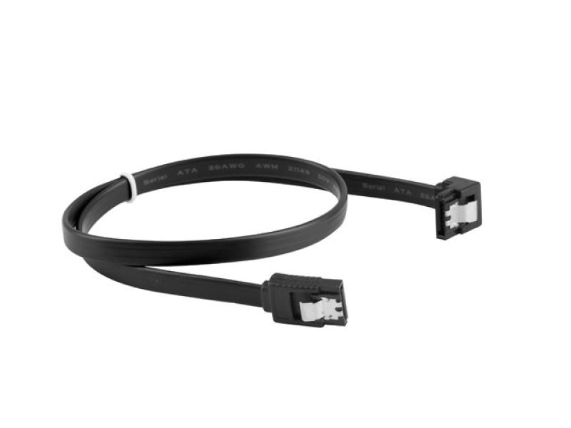Cablu SATA Data III (6 Gb/s) F/F 50 cm, unghiular, cleme metalice, negru