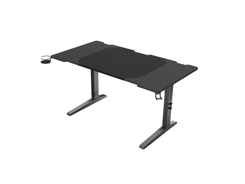 Birou gaming Genesis Holm Modular 140, material metal MDF, reglabil pe inaltime 70 – 90 cm, iluminare RGB, management cabluri, negru - Birouri gaming