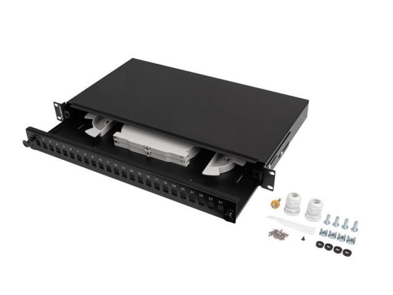 Patch panel fibră rack 19″ 1U 24x SC simplex / 24x LC duplex, negru + accesorii - Alte accesorii retea
