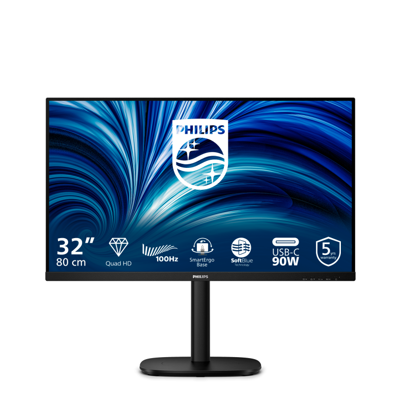 Monitor Consumer Philips 32B2U3601/00, 31.5", 2560 x 1440 pixeli, Black, 5 ani Garantie