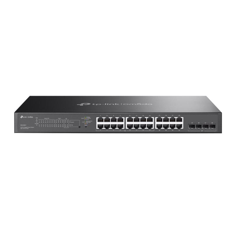 Omada 28-Port Gigabit Smart Switch with 16-Port PoE+ PORT: 24× Gigabit Ports (16×PoE+ and 8× Non-PoE), 4× Gigabit SFP Slots SPEC: 16× 802.3at/af, 150 W PoE Power, 1U 19-inch Rack-mountable Steel Case, Fanless FEATURE: Integration with Omada SDN Controller, Static Routing, 802.1Q VLAN, STP/RSTP/MSTP - PC, Periferice & Software
