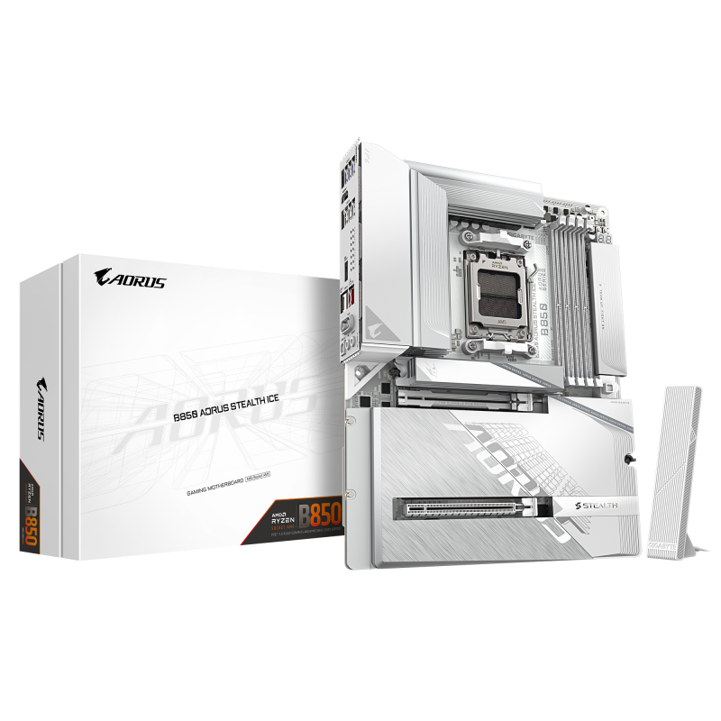 Placa de baza Gigabyte B850 AORUS STEALTH ICE, Socket AM5, DDR5, ATX