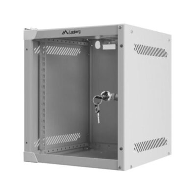 Dulap rack 10″ perete 6U / 280×310 (flat pack) cu ușă din sticlă, gri - Cabinete metalice