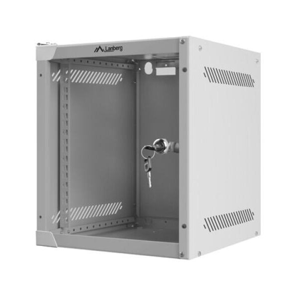 Dulap rack 10″ perete 6U / 280×310 (flat pack) cu ușă din sticlă, gri - Cabinete metalice