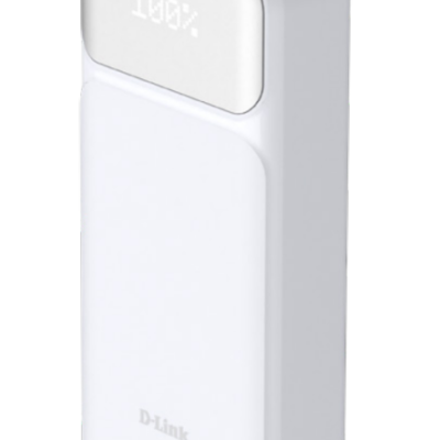 D-Link DPP-201. Battery capacity: 20000 mAh. USB Type-A output ports: 1, USB Type-C ports quantity: 2. Product colour: White - Baterii