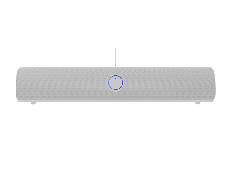 Soundbar GENESIS HELIUM 312BT 2.0, putere 10W, lungime cablu 150cm, frecventa raspuns 100 - 20000 Hz, iluminare multicolor, interfata USB-A, alb