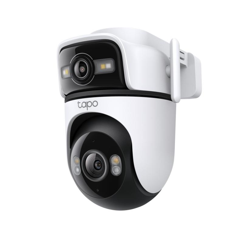 Outdoor Dual Lens Pan/Tilt Security Camera SPEC:2K (2304x1296) & 2K (2304x1296), 2.4 GHz, 2 × External Antennas,1 × Ethernet Port ,Horizontal 360º FEATURE: Dual Lens , Pan/Tilt, Color Night Vision, Smart AI Detection and Notifications (motion, people, pets, cars ), Motion Tracking, Sound and Light