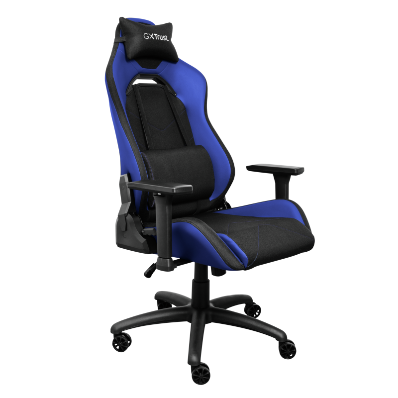 Scaun gaming Trust GXT 714B Ruya Comfortable, roti, ridicare pe gaz clasa 4, adjustabil pe inaltime, material plastic + PU leather, greutate maxima suportata 150 kg, negru/albastru - Console & Jocuri