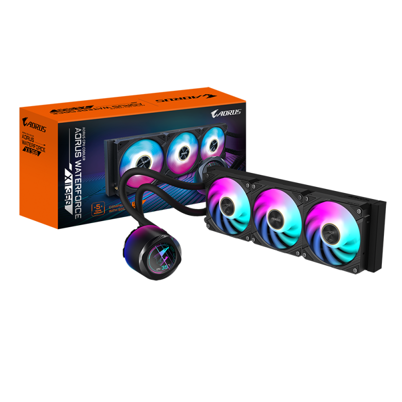 Cooler Procesor GIGABYTE AORUS WATERFORCE X II 360, Lichid, 12 cm, 3 ventilatoare, aRGB