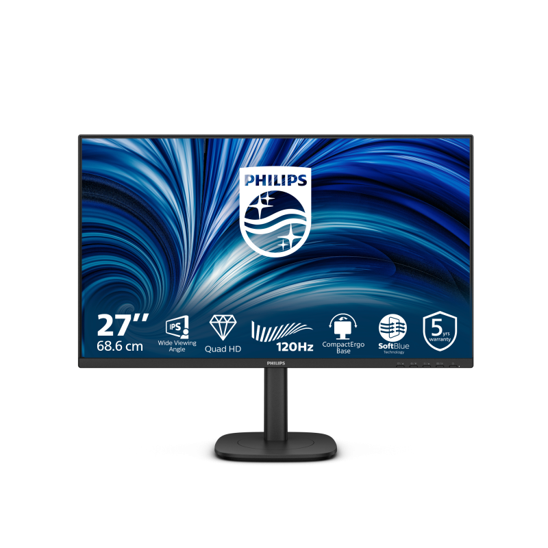 Monitor Consumer Philips 27B2N3500J/00, 27″, 2560 x 1440 pixeli, Black, 5 ani Garantie - Desktop PC & Monitoare