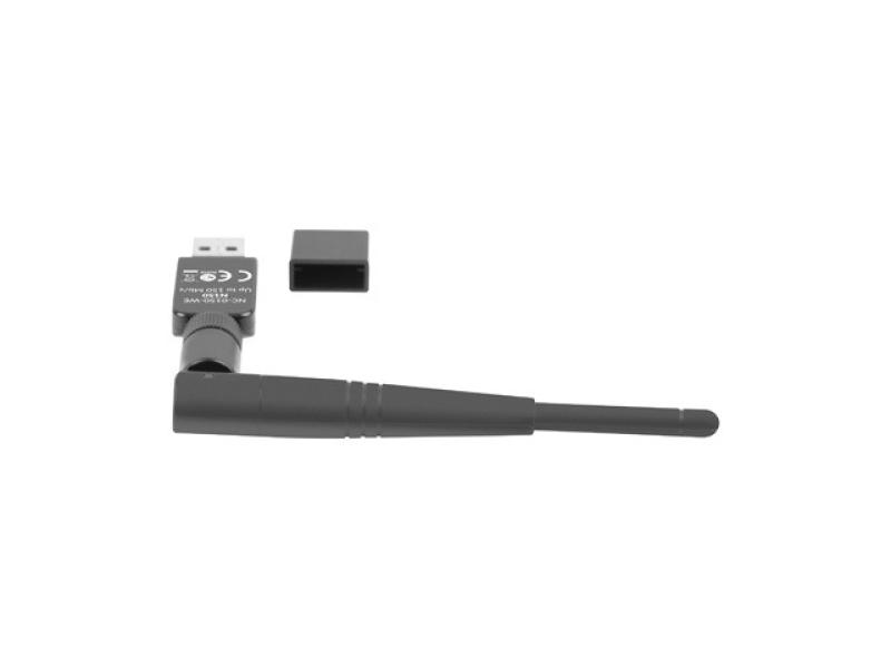 Adaptor USB placă rețea wireless  NC-0150-WE N150, 1x antenă externă