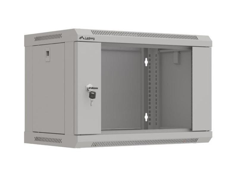 Dulap rack de perete 19", 6U, 540x350 mm, usa din sticla, gri,