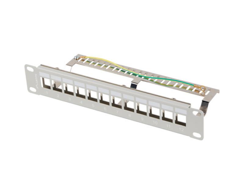 Patch panel gol 12 porturi 1U 10" FTP pentru module Keystone, gri  V2