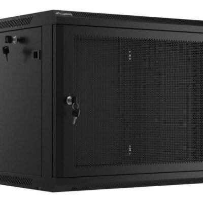 Dulap rack de perete 19″, 9U, 600×450 mm, usa perforata, negru, - Accesorii