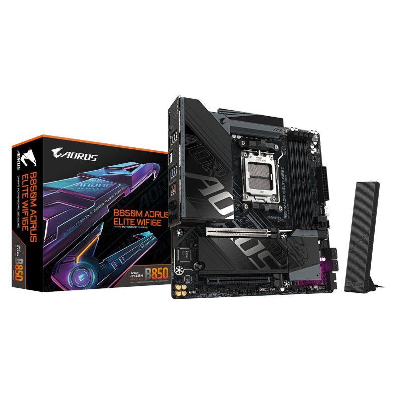 Placa de baza Gigabyte B850M AORUS ELITE WIFI6E, Socket AM5, DDR5, Micro-ATX - Componente PC