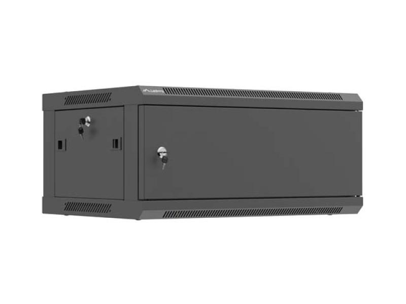 Dulap rack de perete 19", 4U, 600x450 mm, pentru asamblare, usa metalica, RAL9004, IP20, negru