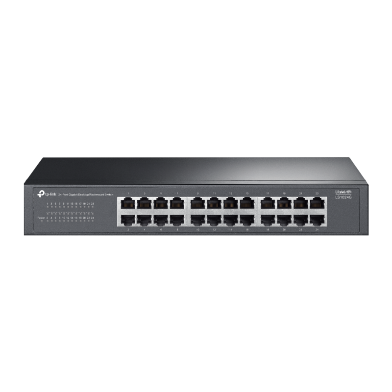 LiteWave 24-Port Gigabit Switch PORT: 24× Gigabit RJ45 Ports SPEC: 1U 13-inch Rack-mountable Steel Case FEATURE: Plug and Play - PC, Periferice & Software