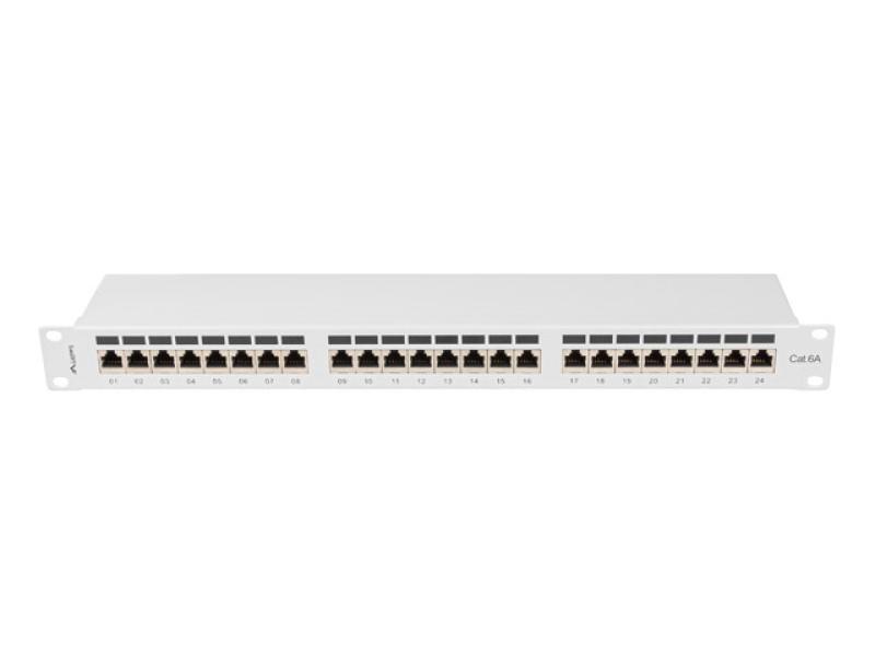 Patch panel 24 porturi 1U 19″ Cat.6A FTP cu organizator cabluri, ecranat, gri - Alte accesorii retea