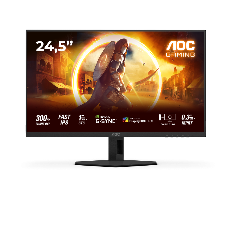 Monitor Gaming AOC 25G4SRE, 24.5″, 1920 x 1080 pixeli, Black, Red, 3 ani Garantie - Desktop PC & Monitoare