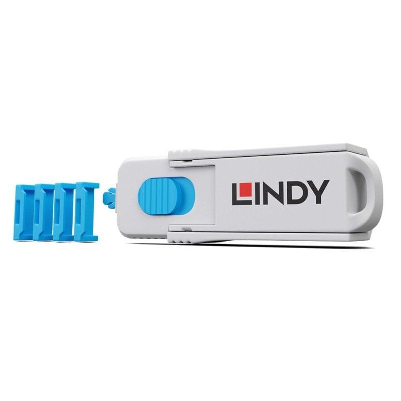 Port blocker Lindy 4xHDMI, material ABS, albastru - Cabluri periferice