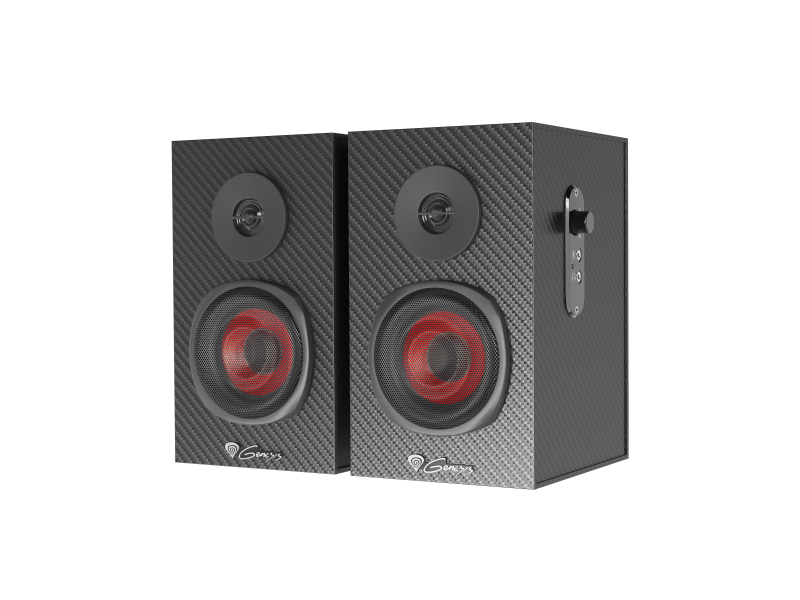 Sistem audio Genesis HELIUM 200 2.0, interfata mini jack 3.5 mm, putere maxima RMS 20 W, diametru difuzoare 76,2 mm, negru