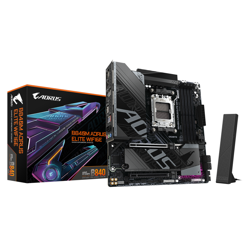 Placa de baza Gigabyte B840M AORUS ELITE WIFI6E, Socket AM5, DDR5, Micro-ATX