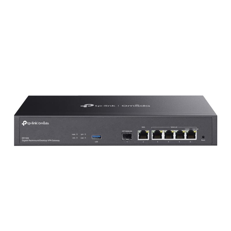 „Omada Gigabit Rackmount/Desktop VPN Router PORT: 1× Gigabit SFP WAN/LAN Port, 1× Gigabit RJ45 WAN Port, 4× Gigabit WAN/LAN RJ45 Ports FEATURE: Integration with Omada SDN Controller, Support 100 IPsec VPN Tunnels, 50 PPTP/L2TP VPN Tunnels, 50 OpenVPN Tunnels, 150000 Concurrent Sessions, Load - PC, Periferice & Software