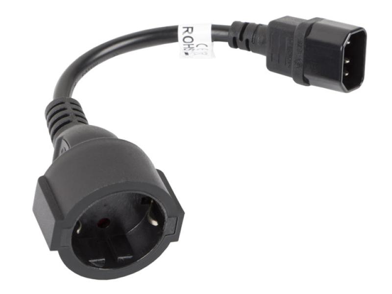 Cablu adaptor IEC 320 C14 Schuko(F) pentru UPS 20 cm negru - Cabluri periferice