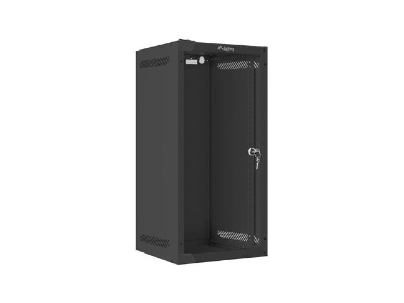 Dulap rack 10" perete 12U / 280x310 (flat pack) cu ușă din sticlă, negru