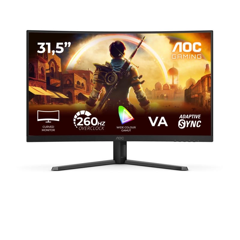 Monitor Gaming AOC C32G42ZE, 31.5″, 1920 x 1080 pixeli, Black, Red, 3 ani Garantie - Desktop PC & Monitoare