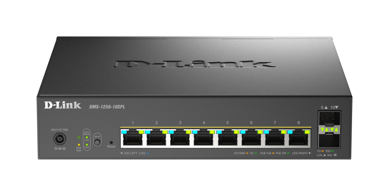 Switch D-Link DMS-1250-10SPL, 8 porturi Gigabit, 2 porturi SFP+, Protocol 802.3bt+802.3af/at, rackabil - PC, Periferice & Software