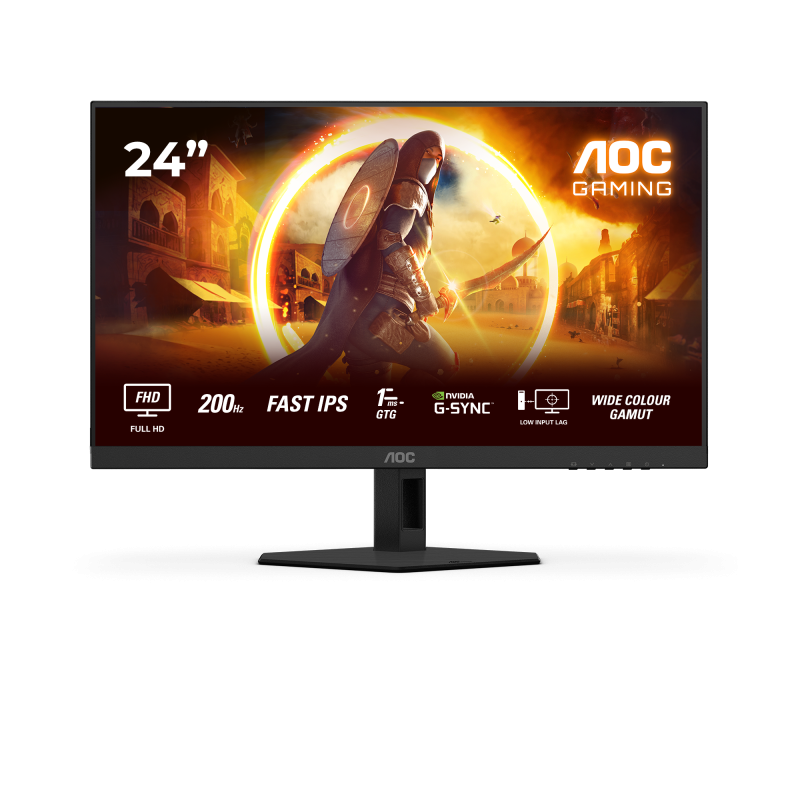 Monitor Gaming AOC 24G4HRE, 23.8", 1920 x 1080 pixeli, Black, Red, 3 ani Garantie