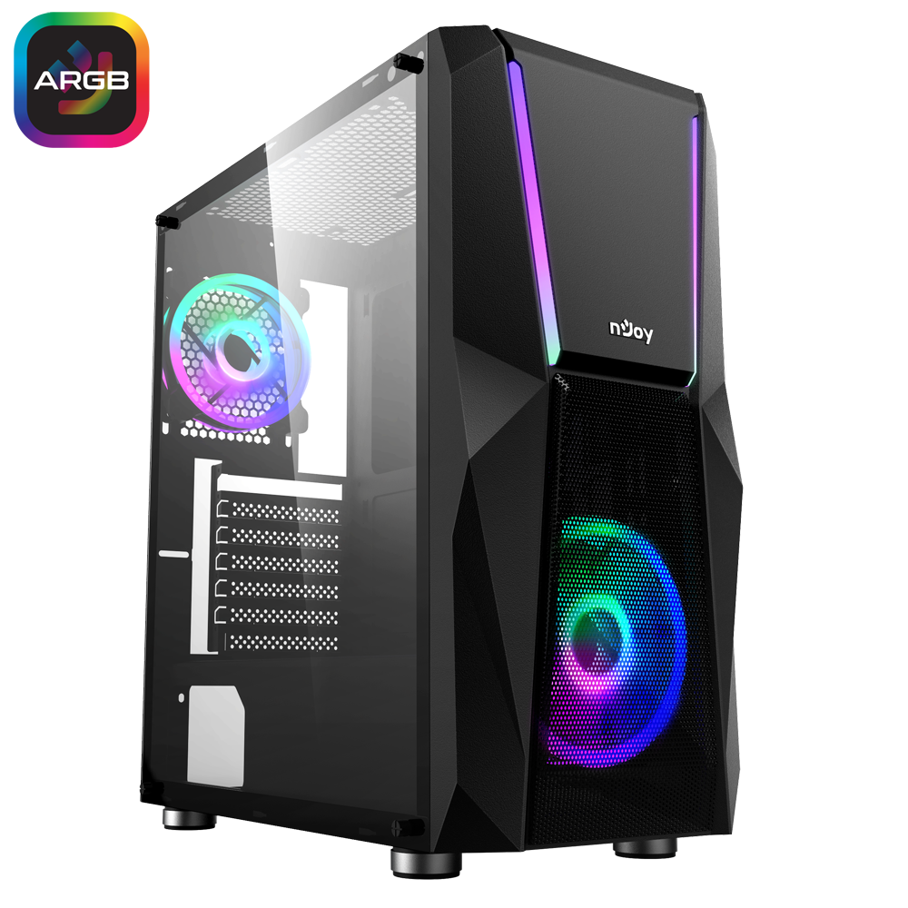 Carcasa nJoy Fort, RGB, Mid Tower, Black