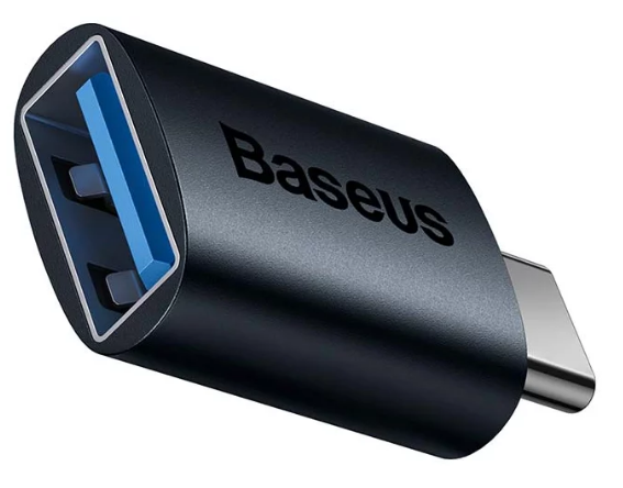 Adaptor Baseus Ingenuity Series Mini OTG, USB 3.1 (M) la USB Type-C (T), corp metalic, albastru - Cabluri periferice