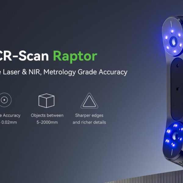 CREALITY 3D SCANNER CR-SCAN RAPTOR, mod scanare: Blue Light(Blue 7-line laser) / NIR(infrared binocular structured light), Acuratete: 0.02mm @ 100mm, Rezolutie: 0.02-2mm, Viteza scanare: pana la 60fps, volum minim scanare: 5mm x 5mm x 5mm, Raza single capture: 270mmx170mm@300mm, Distanta scanare - 3D SCANNERS