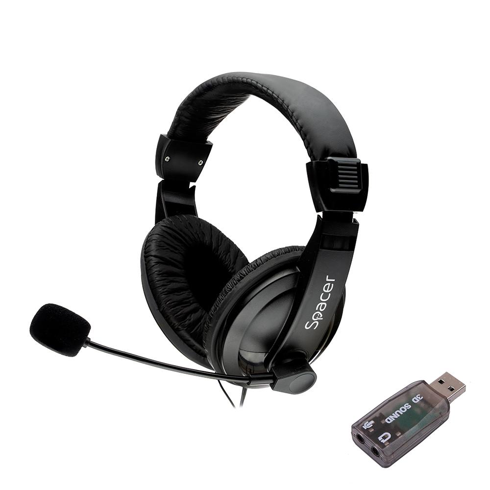 Casti Head-band SPACER SPK-222-USB, Cu fir, Negru - Casti audio