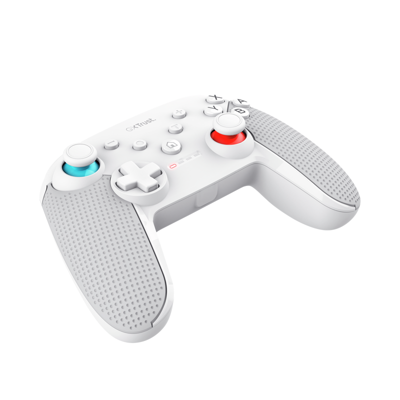Controller wireless Trust Muta pentru consola Nintendo Switch, 15 butoane, controale: A, B, X, Y, L1, L2, L3, R1, R2, R3, reset, 8-way, start, select, d-input, alb