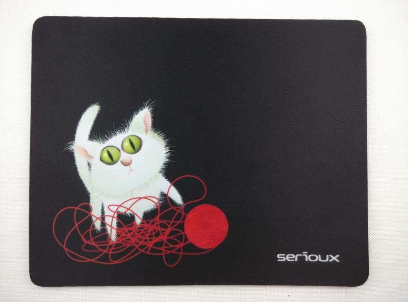 Mouse pad Serioux, model Cat and ball of yarn, MSP01, suprafata textila, baza cauciucata, 250*200*3mm - Mousepad