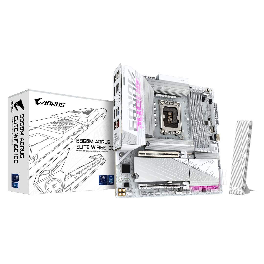 Placa de baza Gigabyte B860M AORUS ELITE WIFI6E ICE, Socket 1851, DDR5, Micro-ATX - Componente PC