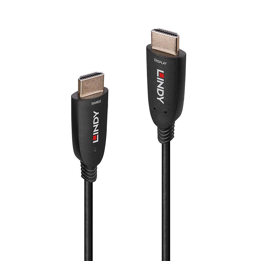 Cablu Lindy 10m Hybrid HDMI 8k60, latime de banda suportata 48Gbps, rezolutie maxima 7680×4320@60Hz 4:2:0 10bit, 3840×2160@120Hz 4:4:4 10bit - Cabluri video