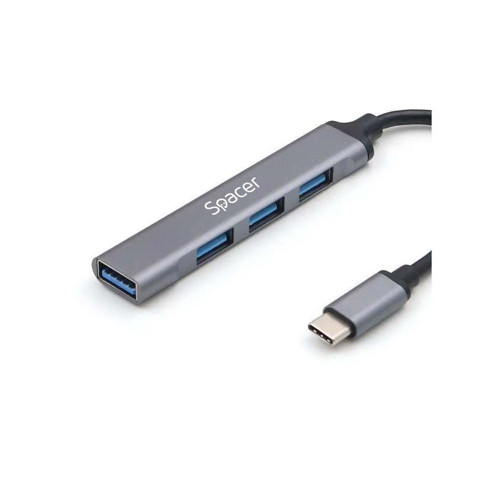 Hub USB SPACER SPHB-TYPEC-4U-01, USB-C, 4 porturi, Gri - Hub-uri USB