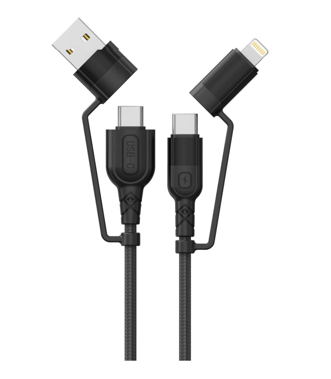 Cablu Audio Lemontti USB A&C-USB-C, material: Aliaj aluminiu, Nailon impletit, lungime 1,2m, - iesire USB-A la USB-C: 5V/2A Max 10W,  iesire USB-A la Lightning: 5V/2.4A, iesire USB-C la Lightning: 5V/3A 9V/2A 12V/1.5A 15V/2A 30W Max, iesire USB-C la USB-C: 20V/3A 60W MAX", incarcare si transfer
